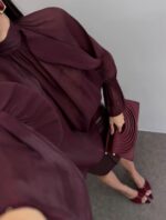 Organza Loose Claret Red Blouse - Image 2