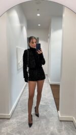 Midnight Sequin Jusy Jacket — Black