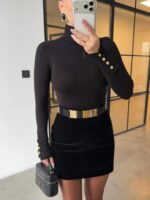 SLEEVED STAND COLLAR BLOUSE WITH SNAPS - Image 3