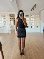 Daffy Duck Side Zippered Hem Lace Mini Satin Skirt