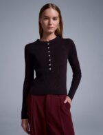 Wool Blended Thin Knitwear-Dark Brown