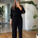 Stone Detailed Shirt Pants Set – Black