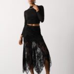 ASYMMETRIC SKIRT WITH BEADED LACE
