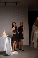 Top Sequin Bottom Poplin Dress -Black - Image 2