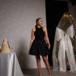 Preorder Top Sequin Bottom Poplin Dress -Black