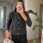 Sequined And Silvery Knitwear Cardigan - Smoked