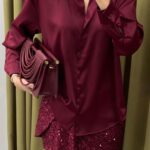 Tok Texture Satin Claret Red Shirt