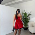 Claret Red Velvet Lace Detailed Dress