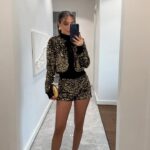Midnight Sequin Blazer Set— Gold