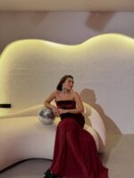 Demeter Claret Red Strapless Tulle Detailed Dress - Image 2