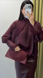 Organza Loose Claret Red Blouse