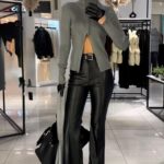 Fleeced Black Leather Pants