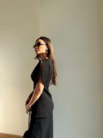 Balloon Sleeve Black Blouse - Image 2