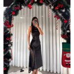 Lace detail velvet dress - Black