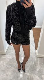 Midnight Sequin Jusy Jacket — Black - Image 3