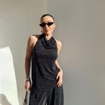 Shimmerical Back Neckline Asymmetrical Blouse