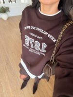 Brown 1875 Graphic Oversized Sweatshirt - Image 4