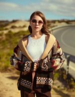 Aztec Pattern Knit Shawl Collar Jacket - Image 2