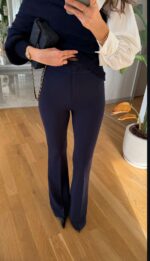 Rose Spanish Leg Lycra Trousers - Navy Blue - Image 2