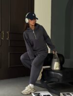 Dark Gray Half-Zip Hoodie Sweatpants Set