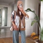 Ivo Baklava Patterned Cardigan - Camel-Ecru