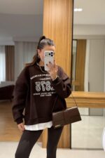 Brown 1875 Graphic Oversized Sweatshirt - Image 2