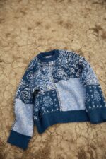 Bohemian Patterned Loose Blue Knitwear - Image 2