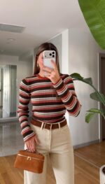Patterned Rib Sweater Brown & Black
