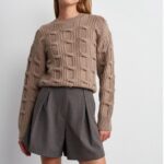 Taupe Chunky Cable Knit Sweater