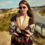 Aztec Pattern Knit Shawl Collar Jacket