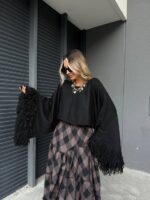 Noir Fringe Cuff Sweater - Image 4