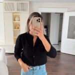 Black Button-Up Knit Cardigan Sweater