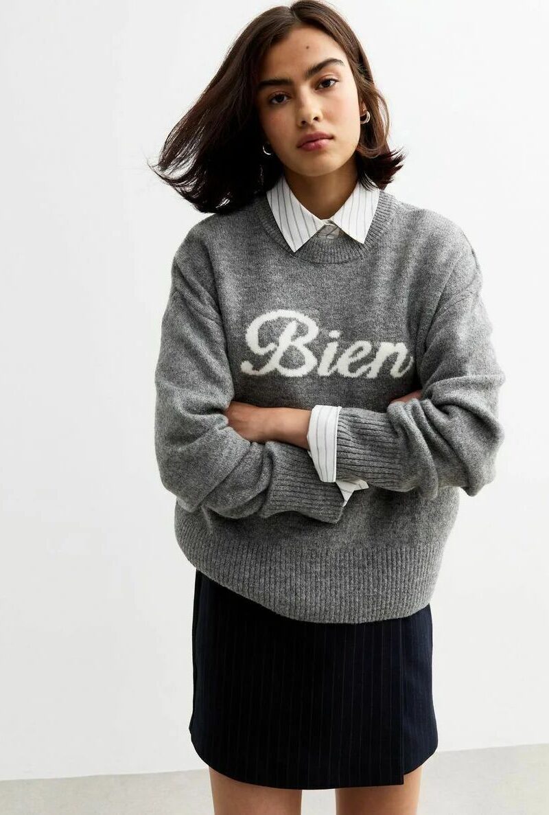Gray Bien Graphic Knit Sweater