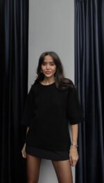 BLACK BACK LACE DETAILED SWEATER