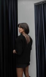 BLACK BACK LACE DETAILED SWEATER - Image 2
