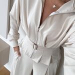 Off-White Zip-Up Belted Loungewear Set