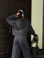 Dark Gray Half-Zip Hoodie Sweatpants Set - Image 2