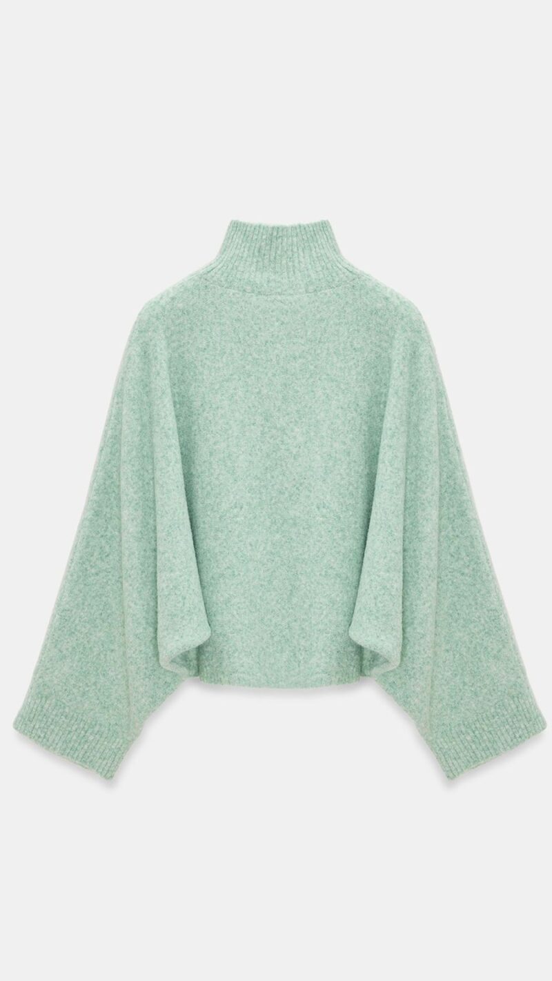 Mint Green Turtleneck Cropped Sweater