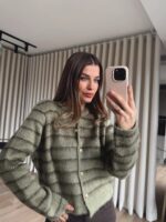 Green Striped Button-Up Knit Sweater - Image 3