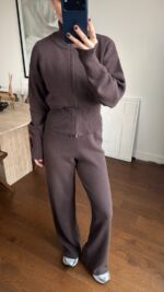 Brown Knit Zip-Up Lounge Set - Image 2