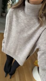 Aria Turtleneck Sweater - Mink - Image 2
