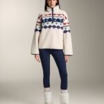 Faux-shearling sweatshirt with geometric detail in ecru