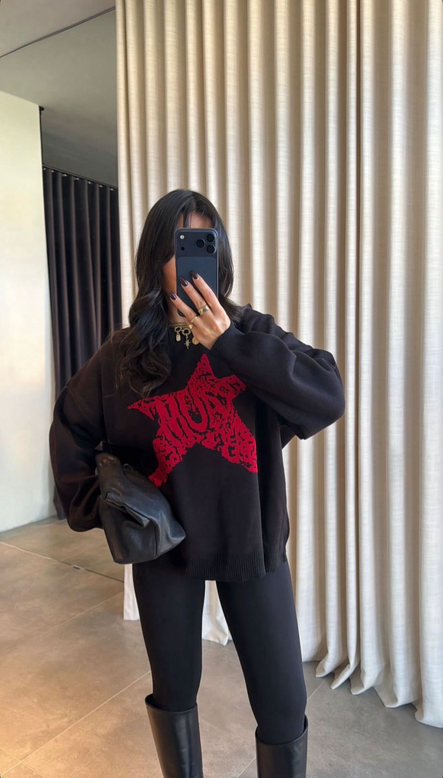 64150f62-1b34-4eb8-b671-cb2b3dc4e7d0 Black Red Star Sweater - Image 1