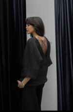 ANTHRACITE BACK LACE DETAILED SWEATER - Image 2