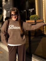Brown Bien Graphic Knit Sweater