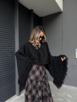 Noir Fringe Cuff Sweater - Image 3