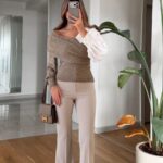 Rose Spanish Leg Lycra Trousers - Beige