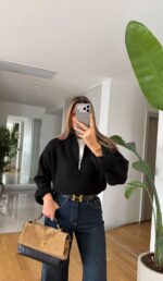 Black Half Zip Knit Sweater