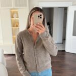 Mink Button-Up Knit Cardigan Sweater