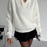 White Collared Sweater